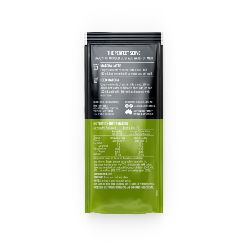 Arkadia Matcha Latte Strawberry Sachet 8 Pack
