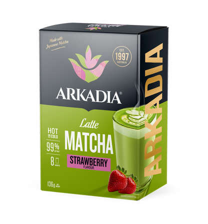 Arkadia Matcha Latte Strawberry Sachet 8 Pack