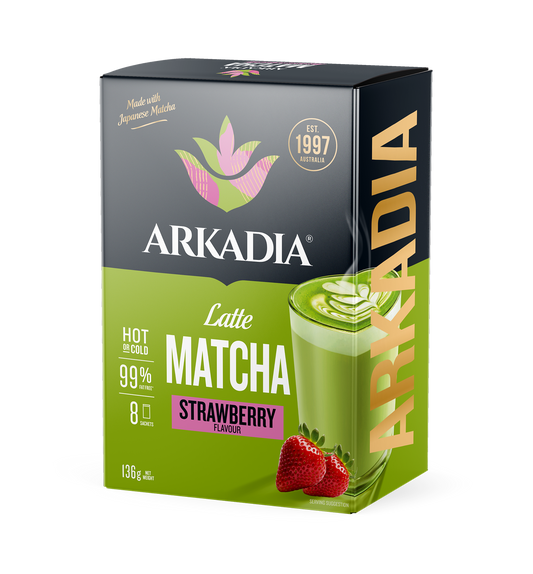 Arkadia Matcha Latte Strawberry Sachet 8 Pack