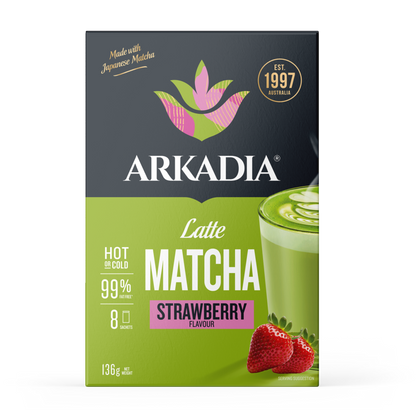 Arkadia Matcha Latte Strawberry Sachet 8 Pack